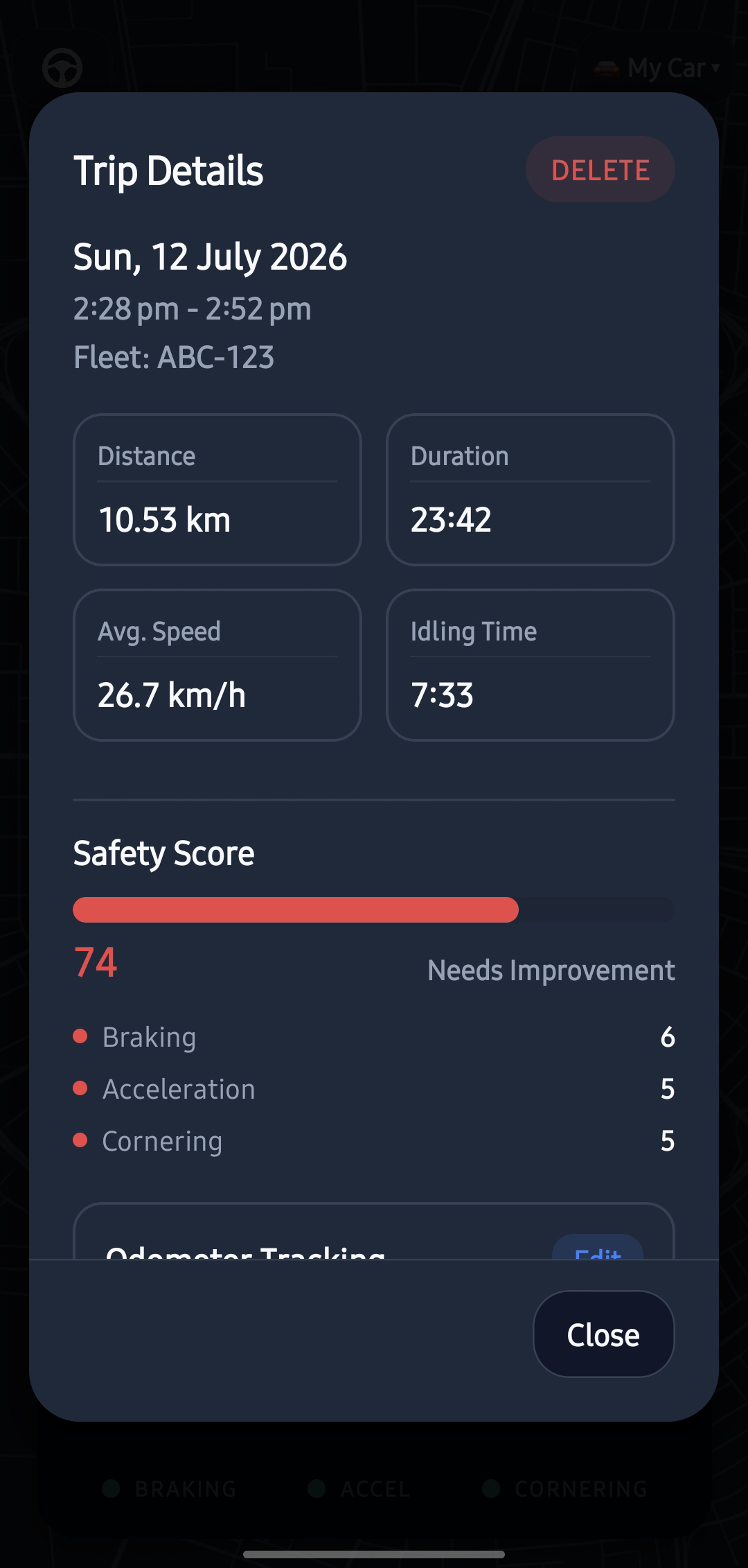 TripLog Trip Detail Review Screen